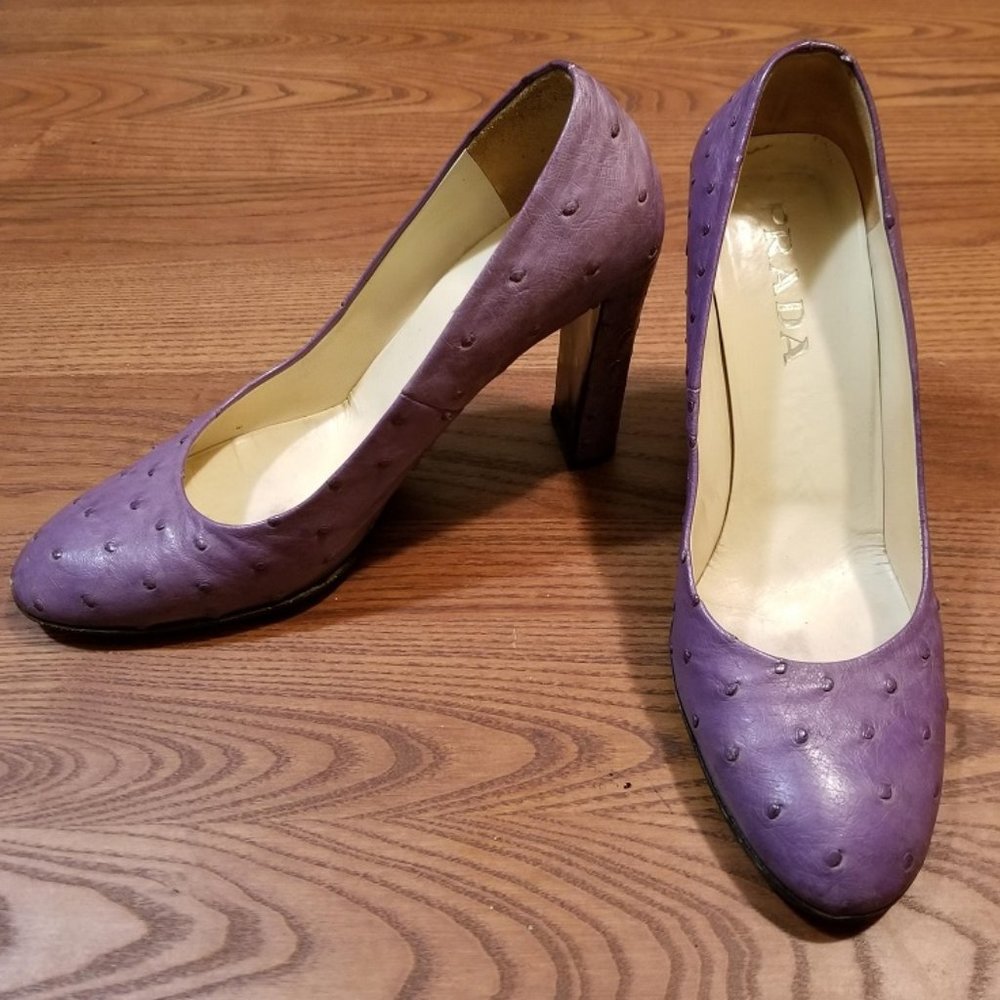 Ostrich leather heels